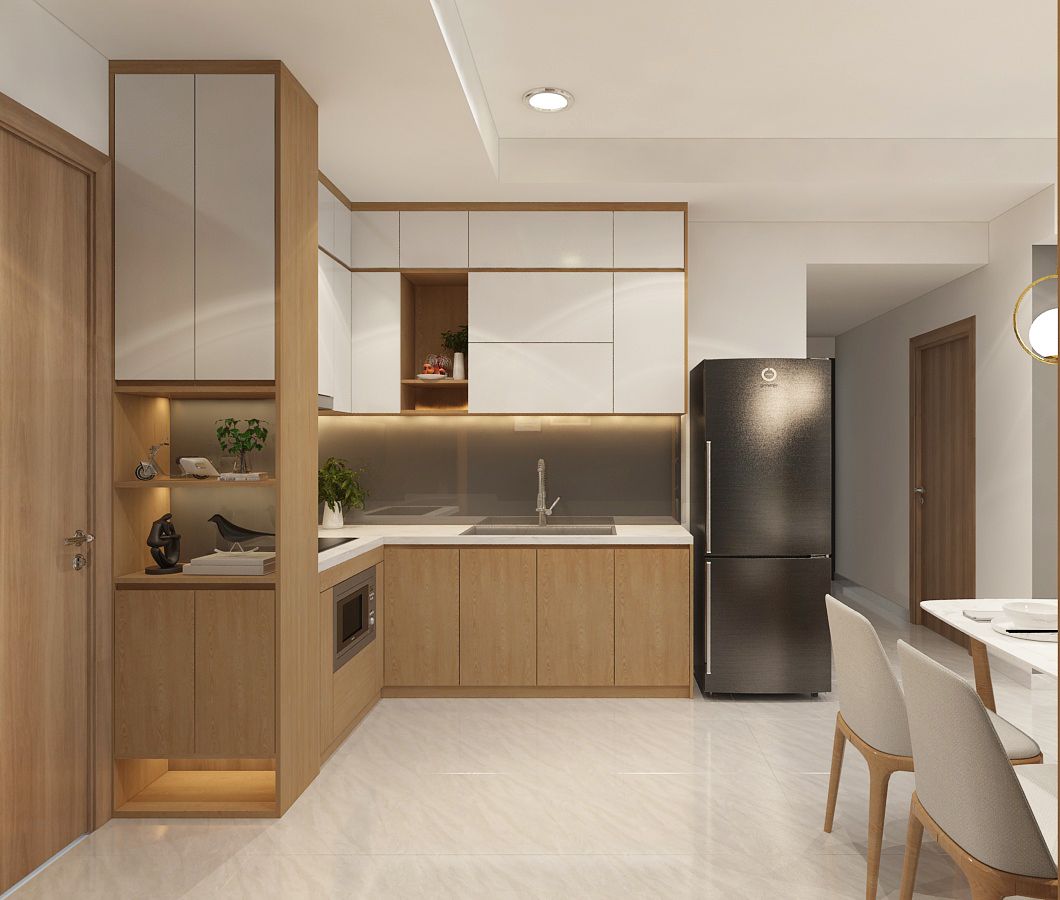Thiết kế nội thất phòng bếp chung cư đẹp và tiện nghi