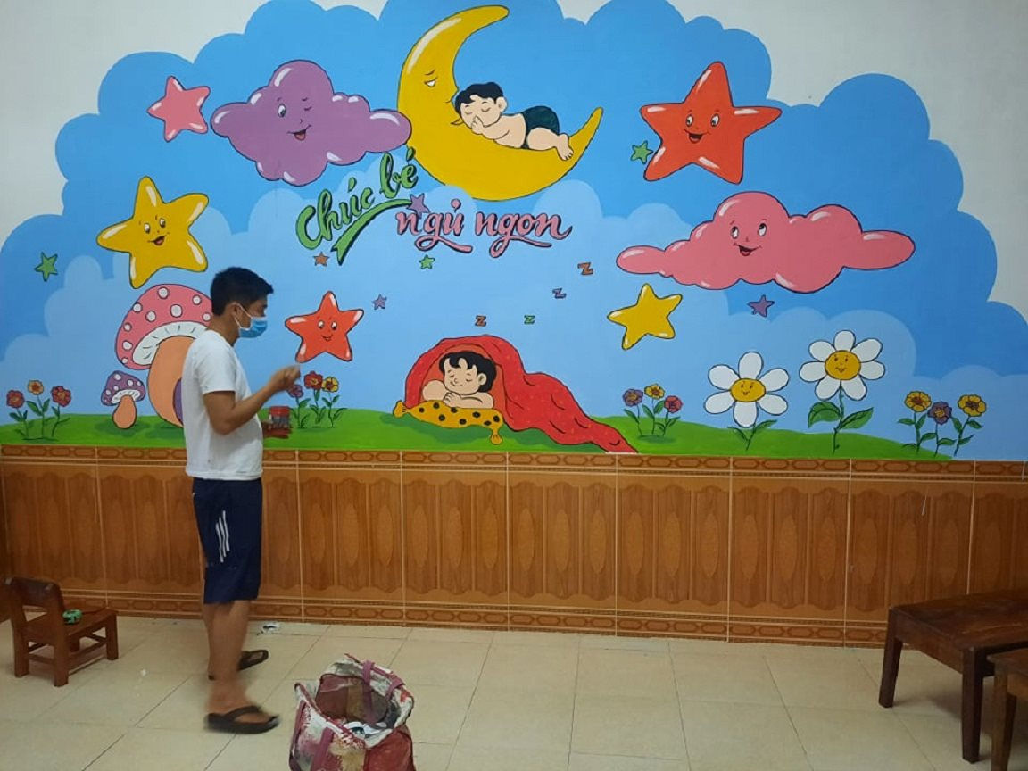 Trang trí lớp học cho trẻ bằng tranh vẽ tường